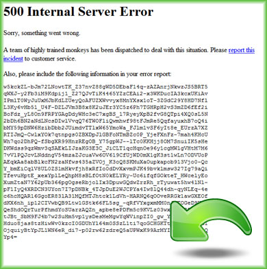 YouTube 500 Internal Server Error page