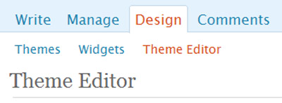 Wordpress > Design > Theme Editor